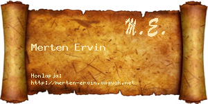 Merten Ervin névjegykártya